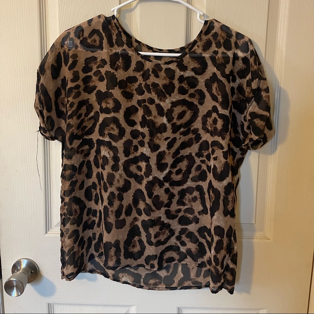 Animal print sheer top.